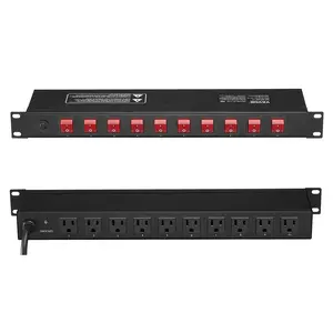 【fathersdaygift】VEVOR 19" 1U PDU 10 Outlets Rack Mount Power Strip Surge Overload Protection, Power Control, Fireproof