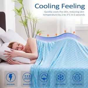 Cooling Throw Blanket, Summer Cooling Blankets for Hot Sleepers, Arc-Chill Q-Max>0.5 Cool Fiber, Oeko-TEX 100% Certified, Soft, Breathable, Double-Side Bed Throw,Keep Cool for Adults Kids