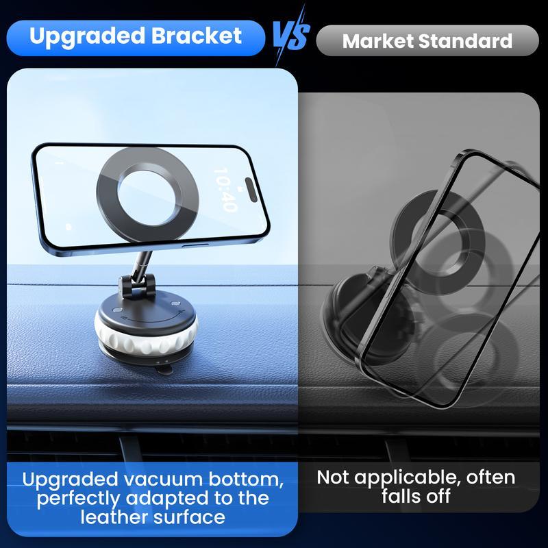 Magnetic Phone Holder for Car 2026 Heavy Duty Model 360° Adjustable Vacuum Suction Car Magsafe Phone Mount Cell Phone Holders for Your Car for iPhone 17 Pro Max 16 15 14 13 (Metal Stand Rotor)