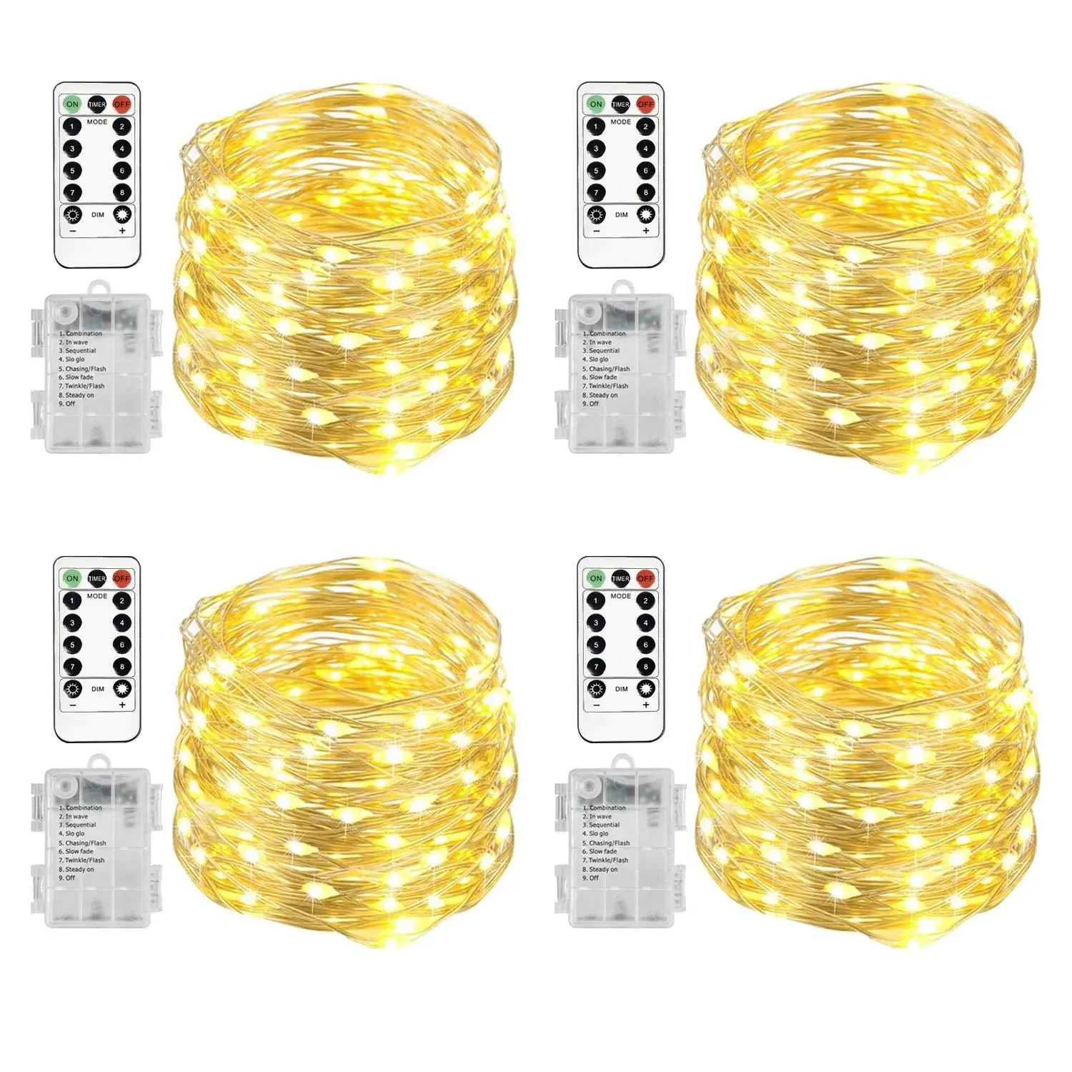 Homemory 4 Pack 20 Ft 60 LED Fairy Lights Battery Operated Christmas Lights with Remote Waterproof 8 Modes Firefly Twinkle String Lights for Party Bedroom Wedding Halloween Decorations flameless candle light