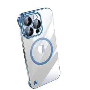 Frameless Fit For iPhone 15 Pro Electroplating case with Camera Lens Protector Accessories Cover Durable Plastic