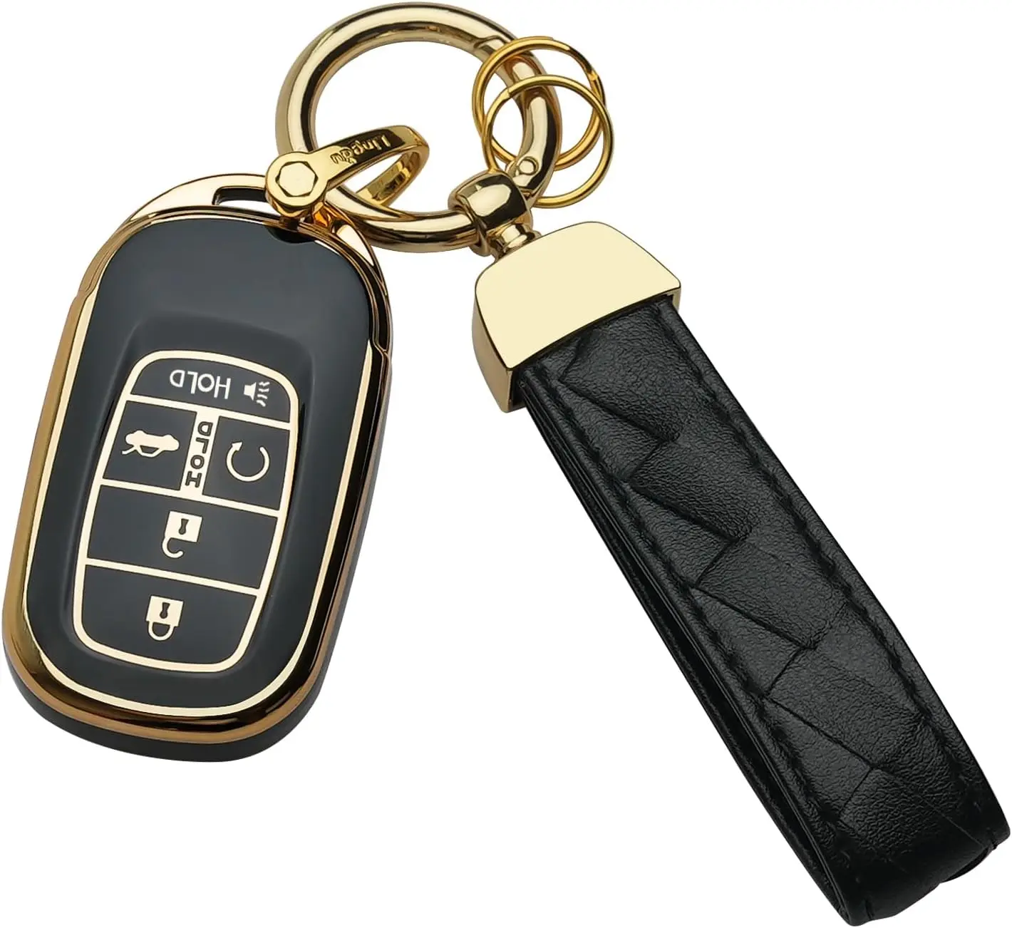 Honda Smart Key Fob Cover with Keychain, Car Key Accessory Fit for 2022-2025 Accord, Civic, HR-V, CR-V, Pilot, Sport, SI, EX, EX-L, Touring (Black)