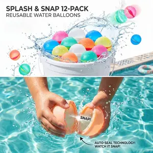 12 Pcs Reusable Water Balloons, Quick Fill Magnetic Self-Sealing Water Balls, Fun Outdoor Games, Durable & Easy to Use