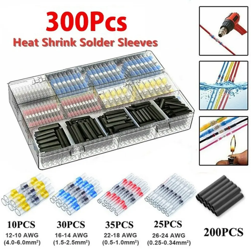 Mixed Color Wire Connector with Box, Terminals and Tubing Wire Link Heat Shrink Casing Welding Tube, Plastic Casing Wire Repair Tool, Heat Shrink Connectors