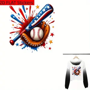 6 Pack Baseball & Star Heat Transfer Patches Iron on Washable for T Shirts Jeans Sweaters Bags Pillows DIY Crafts