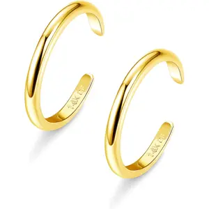 MILACOLATO 14K Plated Gold Toe Rings Adjustable Toe Ring for Women Thin Toe Rings Open Band Toe Ring Summer Beach Foot Jewelry Set