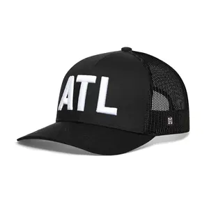Atlanta White Block Trucker Hat  |  Black White ATL Block Snapback