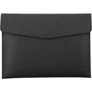 PU Leather A4 File Folder Document Holder  Portfolio Envelope Folder Case with Snap Closure Black