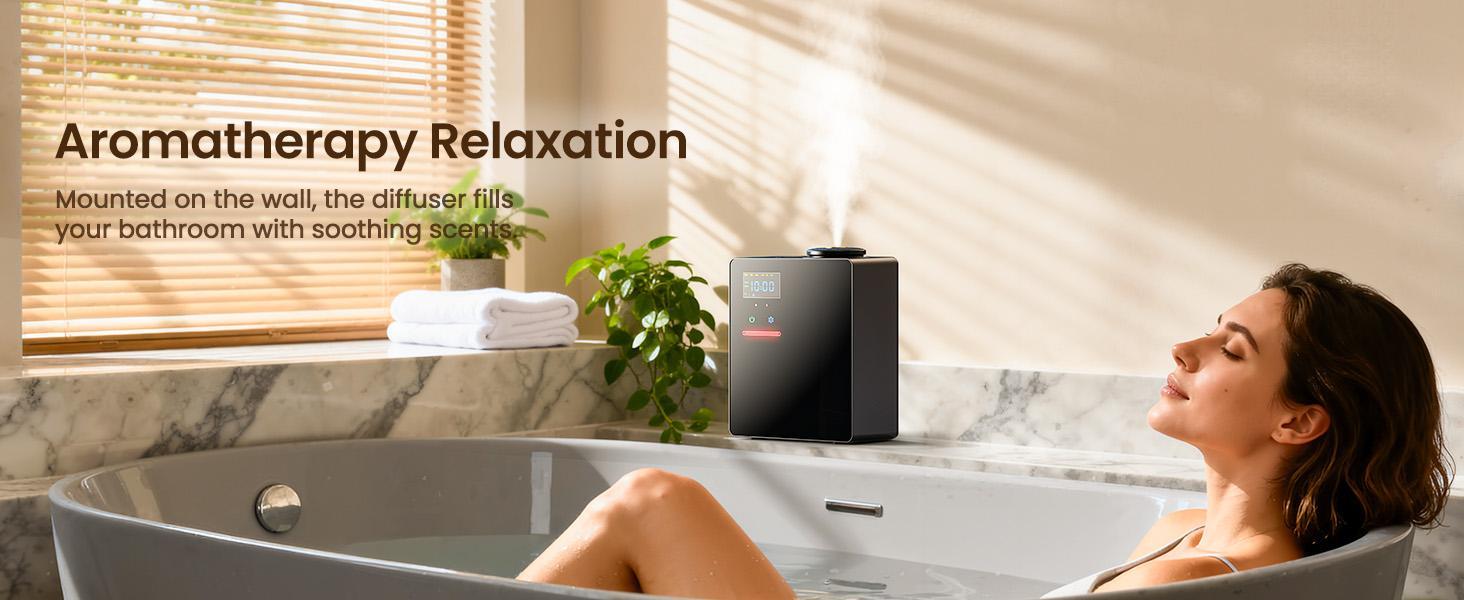 Waterless Essential Oil Diffuser 5000 Sq.Ft Coverage for Large Home, Hotel, or Office, 200ml Cold Air Scent Diffuser Machine with Bluetooth App Control, Quiet No-Heat HVAC Fragrance Diffuser