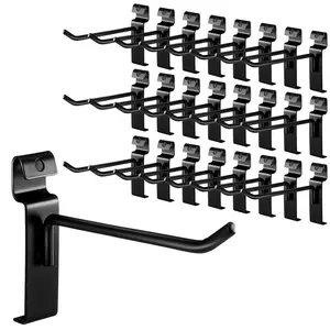 Gridwall Peg Hooks Black Grid Wall Panels Display Hooks Hangers Wire Display Rack Grid Wall Accessories for Retail Shop, Garages, Workshops(25 Pack,4 Inch)