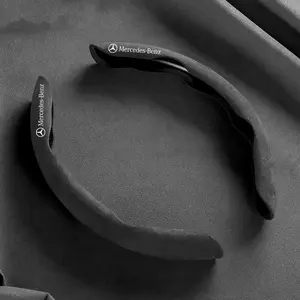 2pcs Suede Universal Car Steering Wheel Booster Cover, Non-Slip Auto Interior Steer Protector, Decorative Accessory for Mercedes-Benz Models