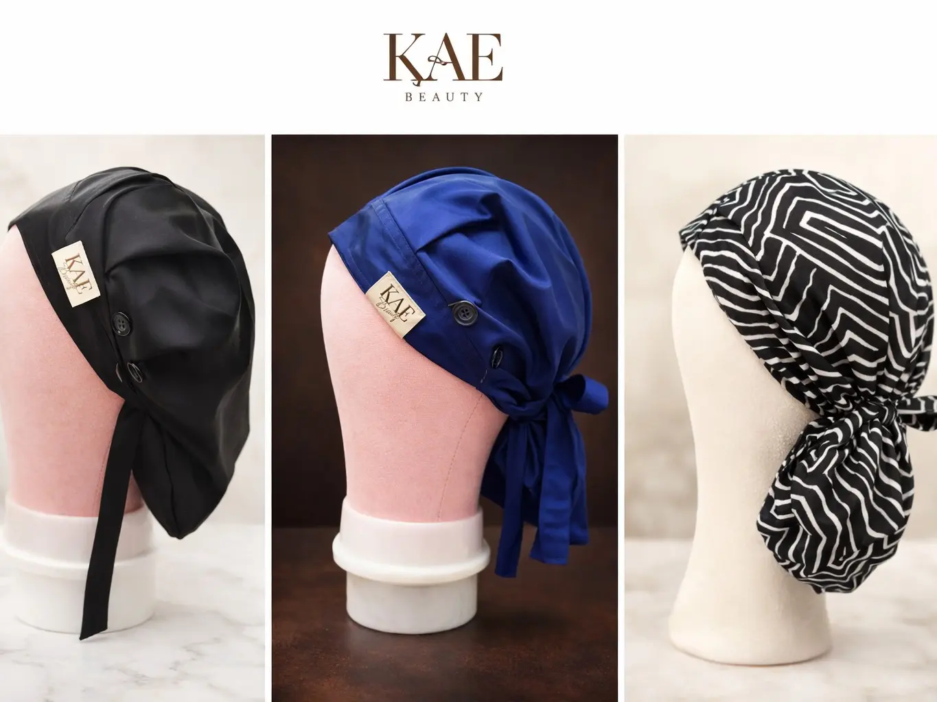 Work Bonnet with Silk Lining - Soft Comfortable Black Cap for Healthcare Professionals Secure Fit & Heatless Haircare