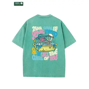 All-Season Men's Clothing, Printed Men's Fashion T-shirts, High-quality Heavy Washed Tee, Round Neck Loose Large Size Men's Short Sleeves Graphic Top.