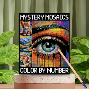 Adult Coloring Book, Color by Number, Mosaic Art Style Stress Relief, Mystery Mosaic Design, Digital Coloring Pages, Diy Decorative Painting, No Pens Included