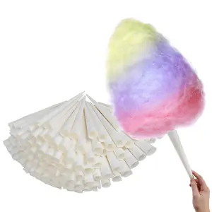 Cotton Candy Cones (100 Pack) – White Kraft Paper Sticks for Floss Sugar & Carnival Treats, Compatible with Cotton Candy Machines – Stock Your Home Disposable
