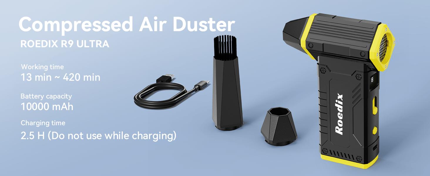 Compressed Air Duster, 210000RPM 8-Gear Air Duster with LED Display, 10,000mAh Air Blower for Keyboard, PC, Car and Home, Jet Dry Blower Replace Canned Air