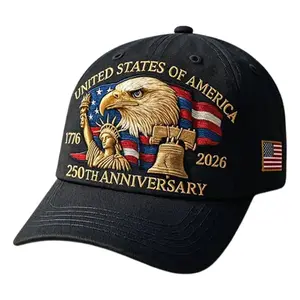 United States 250th Anniversary Hat, Adjustable Bald Eagle Patriotic Baseball Cap with Bald Eagle, Retro Washed Cap for Veterans