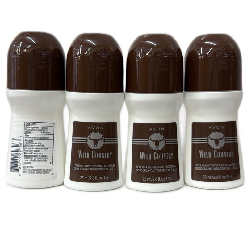 AVON Wild Country Roll-On Antiperspirant Deodorant, 75ml/2.6oz, Pack of 4 Body Care Unisex