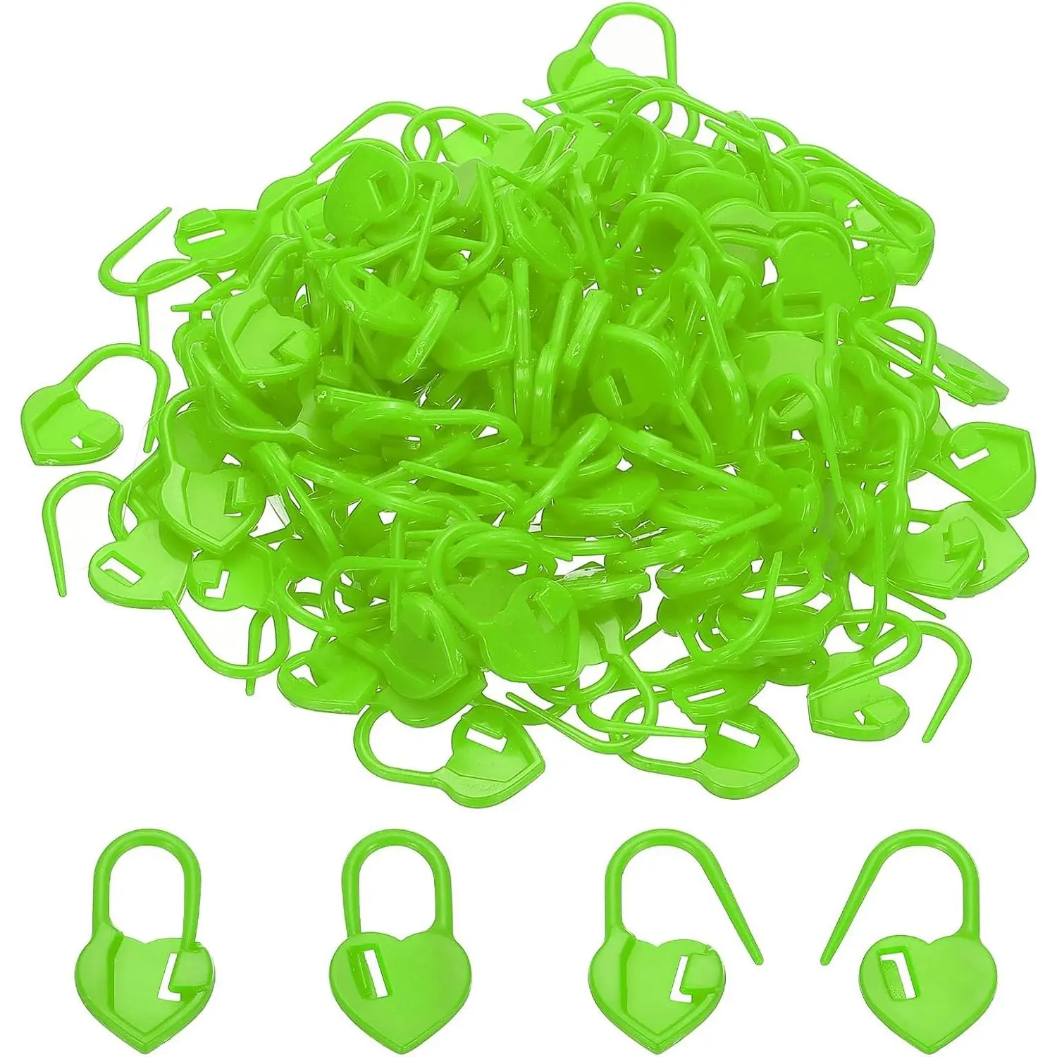 Crochet  Markers, 150 count Plastic Knitting Markers  Pin Heart Locking  Marker for Sewing Crocheting DIY Craft, Dark Green