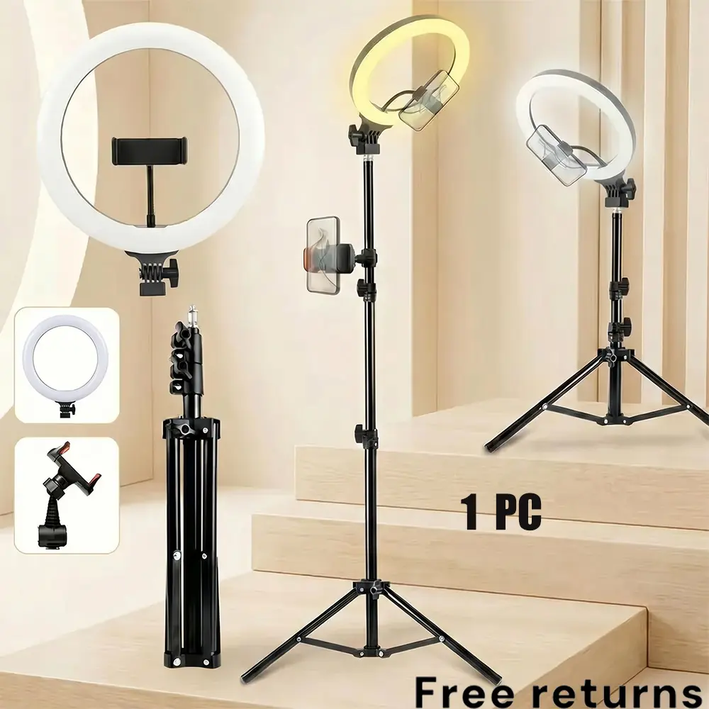【BackToSchool】12" Dimmable LED Ring Light with 43" Extendable Foldable Tripod Combo, Adjustable Light Stand & Phone Holder - Portable Multi-Purpose Phone Stand Selfie Accessories for Vlogging, Live Stream#tiktokshopbacktoschool#sohochic