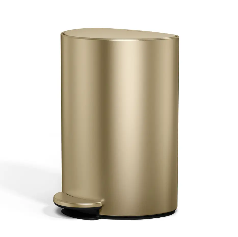 simplehuman 6L Semi-Round Step Trash Can, Hands-Free Small Bathroom Kitchen Bin