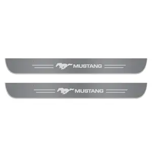 For Mustang Car Door Sill Light Threshold Lamp Logo Projector Lamp Power Moving LED Welcome Plate Pedal Light Protect Car Doors