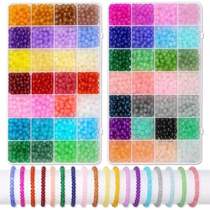 3200 count 6mm Glass Beads for  Making, 56 Colors Glass Beads for Bracelet Making, Beaded Bracelets Kit for Bracelet Earring Necklace  Making Supplies