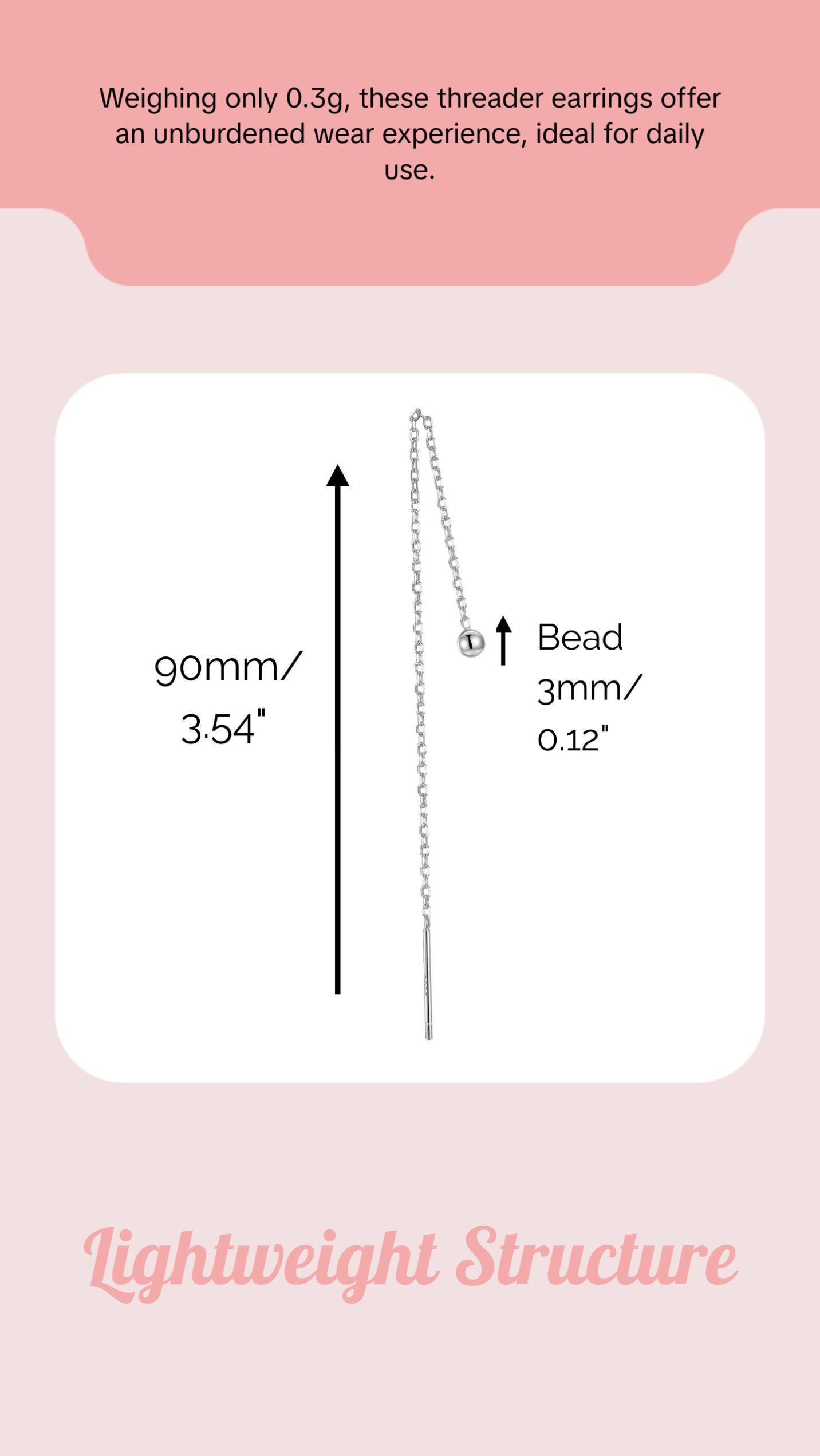 "Dancing Orb" 14K White Gold Plated Sterling Silver Hypoallergenic Ball Long Threader Earring Everyday Celestial Piercing Chain Earrings