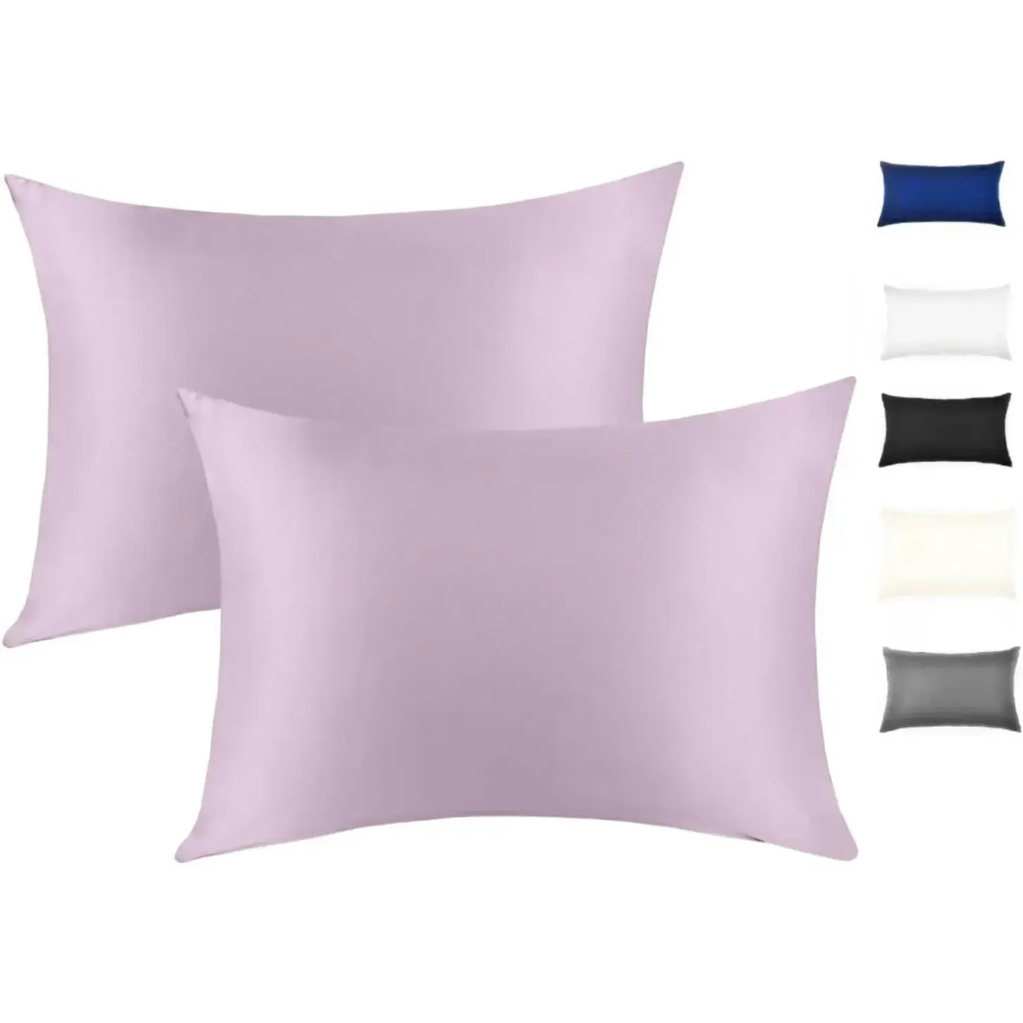 2-Pack Standard Pink 100% Mulberry Silk Pillowcases with Sheet, 19 Momme Double-Sided Silk, Hidden Zipper for Hair and Skin Health, Two-Pack