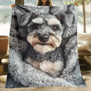 Schnauzer Lover's Delight: Soft & Warm Flannel Throw Blanket - Durable, Lightweight Design - For Dog Lovers - Perfect for Couch, Bed, Travel - Ideal Gift for Family & Friends