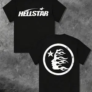 Hell Star Pattern Double Sided Printed Men's Quick-Dry Breathable Sports T-Shirt, Lightweight and Comfortable, Ideal for Running and Gym