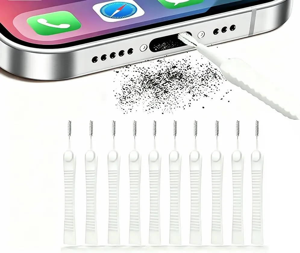10 Pack Phone Charge Port Cleaning Tool kit,Anti-Clogging Mini Brushes Cleaner for iPhone 17 Pro Max Speaker and Receiver, Multifunctional Cleaning Tool Compatible with AirPods 4,Tablet Camera Etc