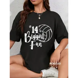 100% Cotton Fourteen 14 Biggest Fan Shirt Volleyball Mom Volleyball Dad T-Shirt