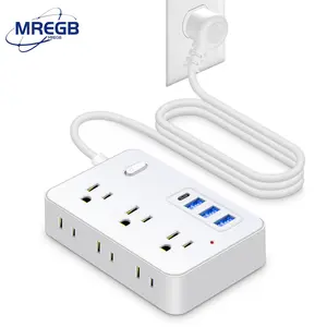 MREGB 10-Outlet Power Strip with USB & Type-C Charging, Multi-Port American Socket Extension for Home & Office