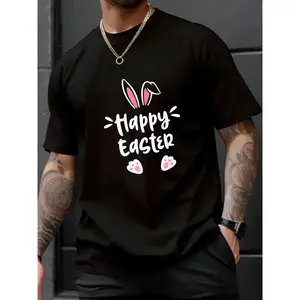 100% Cotton Unisex Happy Easter Bunny Spring Easter Egg Easter T-Shirt for Men and Women