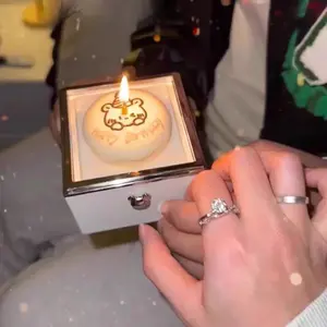 Bear-Shaped Surprise Cake Jewelry Box - Rotating Ring Case with Dual Storage Compartments, Creative Proposal Gift for Girlfriend, Wife, Mother's Day, Valentine's & Birthday Keepsakes