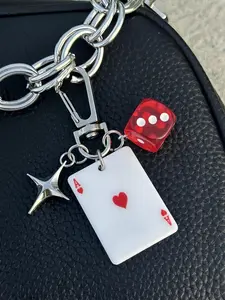 Creative Poker & Dice Design Keychain, Fashionable Keychain for Women & Men, Trendy All-match & Exquisite Keychain for Birthday Gift, Keychain for Bags