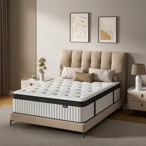 Hybrid Mattress in a Box – Memory Foam & Pocket Spring, Medium Firm Ergonomic for Back Pain Relief & Side Sleepers, Twin/Full/Queen/King