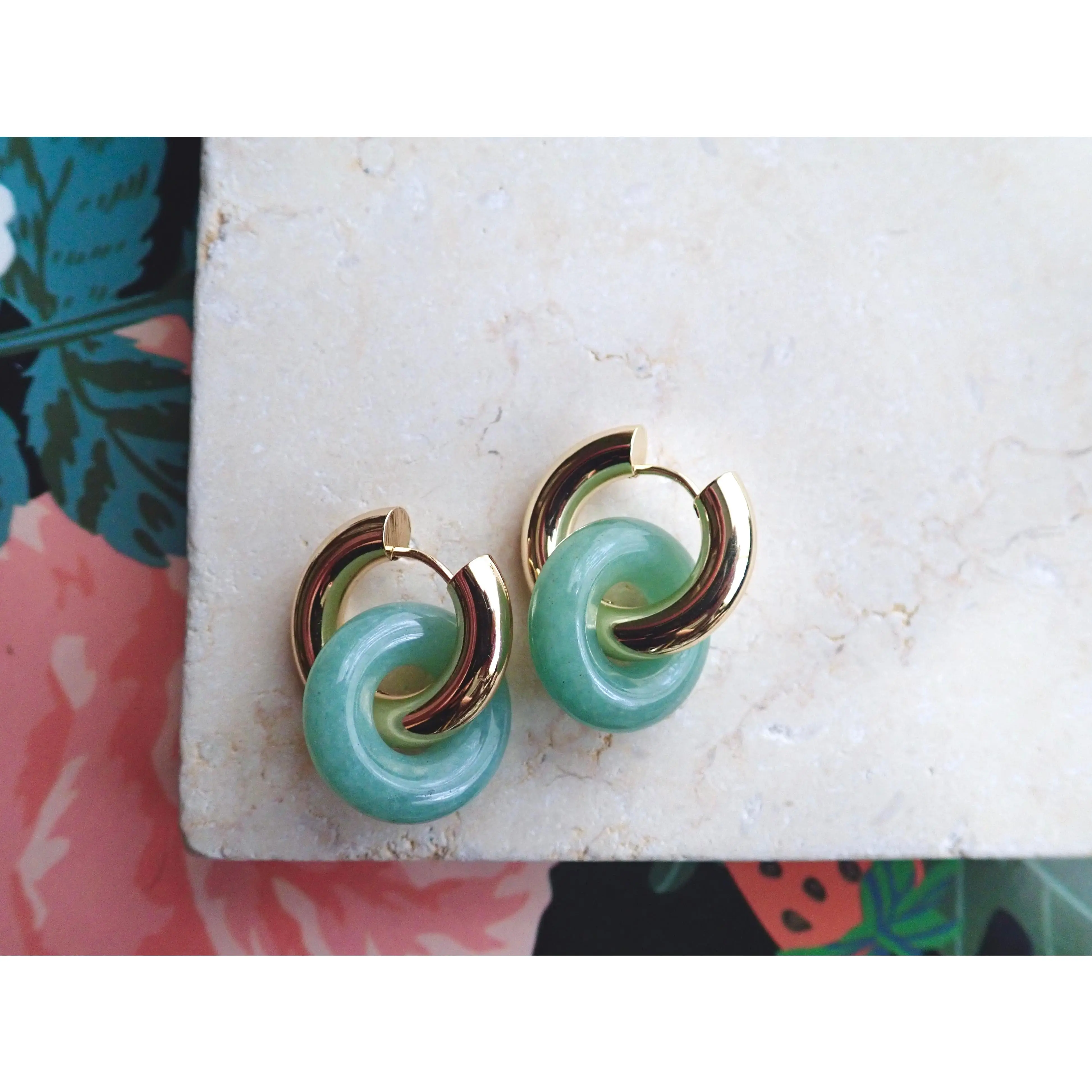 Gordi Amazonite Hoop Earrings