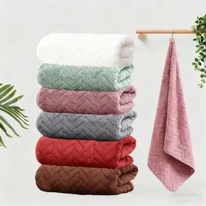 2pcs Ultra-Fine Fiber Checkered Towel Set - Coral Velvet, Super Absorbent Lightweight, Quick-Drying Textured Weave, Soft for Spa & Daily Care