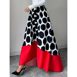 Plus Size - Plus Size - Fashion Polka Dot Patchwork Plus Size Skirt 202510