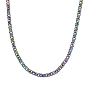Curb Chain Necklace in ION Plated Mystic Stainless Steel 2022 Inches Christmas Gifts