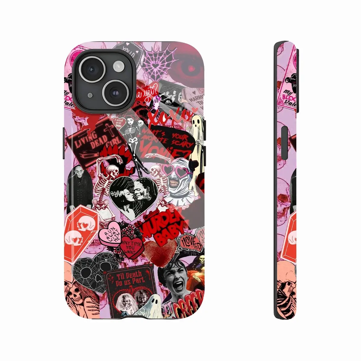 Halloween Bride of Frankenstein Gothic Punk Skull Heart Design Mobile iPhone Case. Impact-Resistant Double Layer PBT + TPU Mobile Protective Cover, Designed for iPhone 16/15/14/13/12/11 Pro Max/Plus