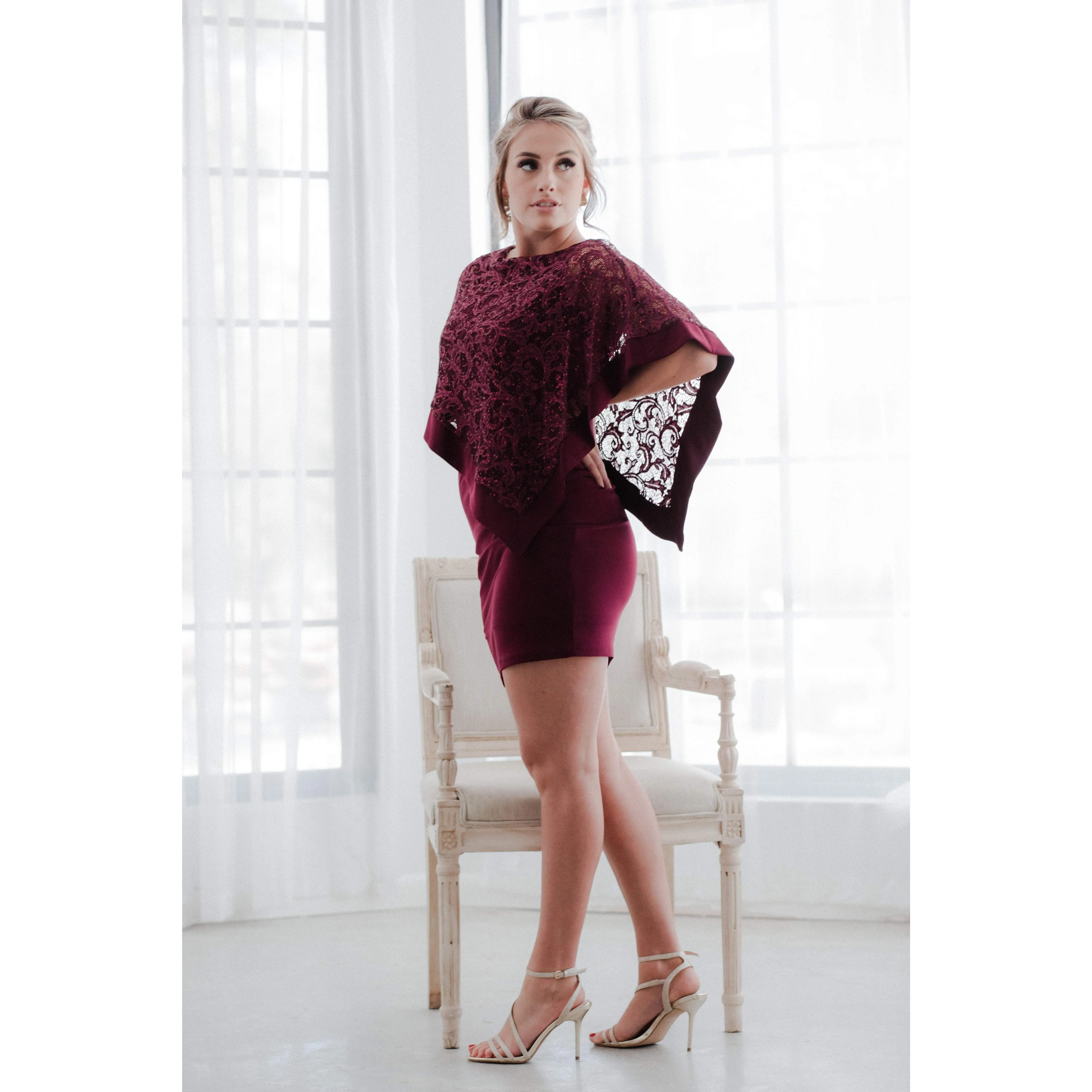 knee length dresses for ladies Muche Lace Poncho Top  Mermaids Boutique