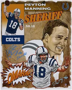 Peyton Manning Indianapolis Colts Autographed 16" x 20" Photo Print with "The Sheriff" Inscription - Art by Brian Kong - Limited Edition of 10 - Fanatics Authentic Certified