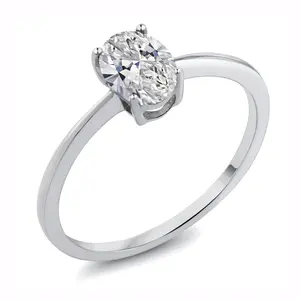 10K White Gold Gemstone Birthstone Solitaire Engagement Ring | Oval 7X5MM | Wedding Anniversary Promise Ring For Women | Size 5, 6, 7, 8, 9