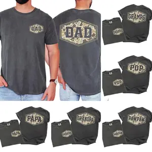 Custom Comfort Colors Camouflage Dad Shirt, Personalized Retro Varsity Grandpa Tee, Duck Camo Father’s Day Gift, Papa Dada Papaw Poppy Tee