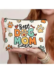 1pc Fun Makeup Bag, Dog Makeup Bag, Dog Mom Gift Makeup Bag, Ladies Dog Mom Gift, Dog Enthusiast Gift, Best Dog Mom Makeup Bag, Travel Makeup Bag, Perfect for Travel, Vacation, Business, Fitness, Camping, and Outdoor Use