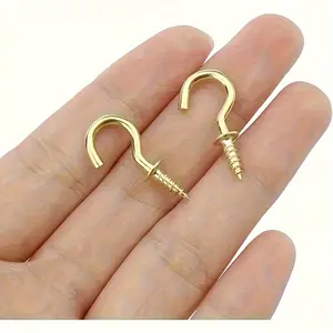 40 Golden Screw hooks, metal polished hooks, used to hang plants, mugs, art decorations, lanterns, bird food, Christmas lights, necklaces, bracelets