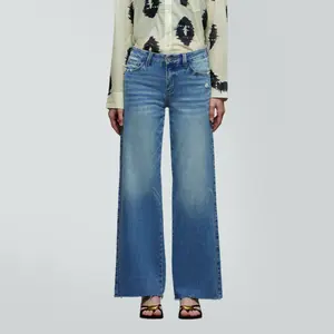 ONESO Mid-Waisted High Stretchy BBL Wide Leg Baggy Jeans Tummy Control Holiday Party Denim Pants Womenswear Bottom Comfortable Denim Jeans